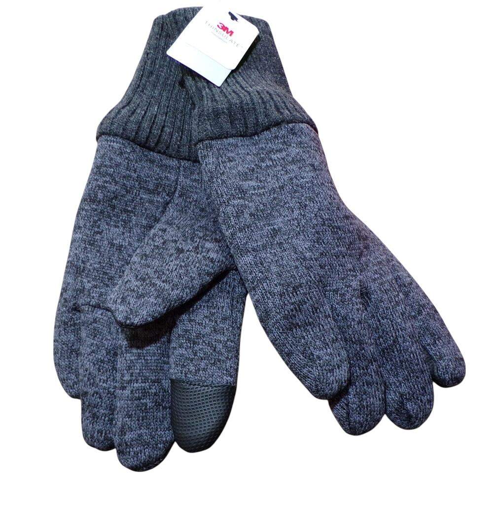 West Loop Men's Knit Glove 3M Thinsulate Lining Gray Heather One Size Fits Most